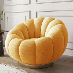 Sohodoo Accent Chair with Ottoman, Mid-Century Modern Lounge Chair with Footrest, Comfortable Rotating Reading Chair with 360 Degree Metal Base for Small Spaces/Living Room/Bedroom (Color : Yellow)