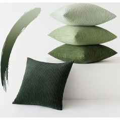 SLOZZI Set of 4 Corduroy Cushion Covers, Sofa Cushion Covers, Decorative Cushion Cover, Couch Cushion, Soft, for Sofa, Bedroom, Living Room, Office, 40 x 40 cm, Green Series