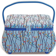 Prym 612082 Sewing Basket, Cotton, Light Blue, 32 x 20.5 x 21 cm
