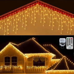 CERIAL 20 m 540 LEDs Icicle Fairy Lights Outdoor Christmas Light Curtain Icicle Fairy Lights with 108 Drops, for Outdoor Holiday Wedding Decorations, Warm White