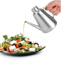 Tissting Cooking Oil Can 460 ml Stainless Steel Olive Oil Dispenser Long Opening Ingredient Dispenser Oil Bottle Spice Kettle Jug for Oil, Vinegar, Sauce