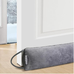 fowong Draught Excluder for Doors 93 x 10 cm, Door Seal Draught Excluder Extra Heavy Washable Insulation, Window Seal Air Stopper with Self-Adhesive Tape, Cold Air Insect Light Blocked, Grey