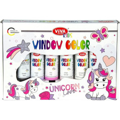 Viva Decor Window Colour Set Unicorn Love (6 Colours of 90 ml) Gift Set Window Colour Set Children with 6 Window Colours in Gift Packaging with 15 Designs - Made in Germany