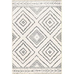 DEFYNEE Living Room Rug, 90 x 150 cm, Living Room Rug, Non-Slip Rug, Short Pile, Water-Repellent, Machine Washable for Hallway, Living Room and Bedroom, Black and White