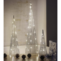 Marco Paul Set of 3 Modern Cone Christmas Tree with 90 LED Lights - Illuminated Christmas Tree Battery Operated - Luminous Christmas Tree Freestanding - Floor Decoration for