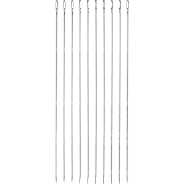 uxcell 10 Stück 30,5 cm große Öhrennadeln, Edelstahl, gerade Nähnadeln für Zuhause, Handnähen, Leder, Tapisserie, Stickerei, Tufting, Gurtband, Teppich