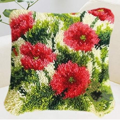 3D Cushion Latch Hook Embroidery Kits DIY Cushion Material Package Crochet Carpet Yarn Cushion Embroidery Set Fit for Beginners Embroidery Kit Cushion Cover Cushion (Flower B)