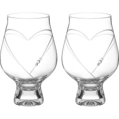 DIAMANTE Hearts Crystal Gin Tonic Glasses (Set of 2) (Swarovski Hearts)