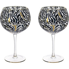 Widdle Gifts Set of 2 Zebra Gin Glasses Gift Boxed 1744