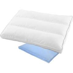 Baby Toddler First Pillow - 48 x 33 cm Organic Cotton Pillow Toddler with Pillowcase for Sleeping Boys and Girls - Ergonomic Sleep Neck Pillow - Three-Dimensional Pillow