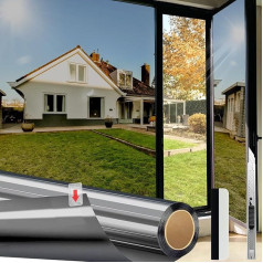 HOMTOL Window Film Sun Protection 118 x 400 cm Film Window Privacy Screen Black Silver UV Film Window Protection No Adhesives Window Film Privacy Protection for Office Thermal Film Window