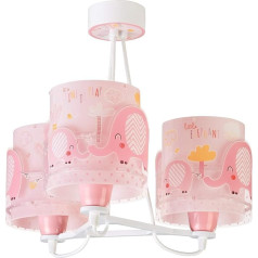 Dalber 61337S E27 Children's Bedroom Pendant Light Ceiling Light Children's Room 3 Lights Little Elephant Animals Rose