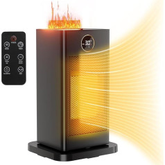 LIFERUN 1500 W Ceramic Fan Heater Energy Saving with Humidifier LED Flame Light, Quiet, 2S Heats Fast, 90° Oscillation, with Remote Control, Timer, 4 Modes, Electric Heating Bedroom, Office
