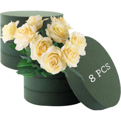 DAJAVE Pack of 8 Floral Foam Round Flower Foam 20 x 4 cm Green Flower Foam Moss for Fresh Flowers, Weddings, Birthdays, Garden, Home Decoration