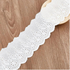 DELORIGIN 7 m Cotton Lace Ribbon with Floral Pattern Borders and Ribbons for Sewing Embroidery Lace Ribbon White Vintage Lace Fabric Eyelets Lace Trim for Sewing DIY Gift Wrap Scrapbooking Wedding