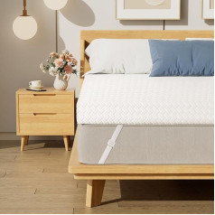 Hawthyhome Memory Foam Mattress Topper Double Bed Thick Mattress Topper for Back Pain Relief, Cooling Bed Pad with Washable Cover (Double, 135 x 190 cm)