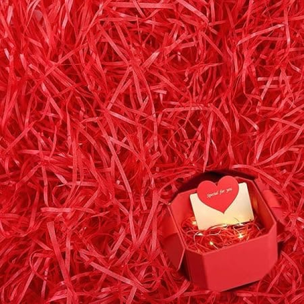 ACTOYS Shredded Paper for Gift Box, Shredded Paper Filling Material, Red, Shredded Tissue Paper for Filling Material, 100 g Filling Material, Gift Box, Decorative Filling Gift Box