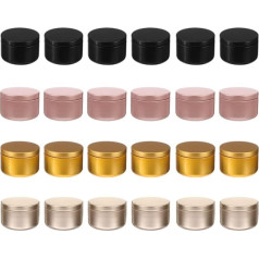 Sewroro 24 Candle Tins Candle Containers Empty Candle Jars with Lids Candle Tins Made of Aluminium Round Metal for Candle Making