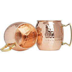 Zap Impex Moscow Mule Copper Mugs - Set of 2 - 100% Handmade Pure Solid Copper Food Grade Cups - 16oz Premium Cocktail Copper Glass