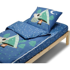 Caradou Koala Children's Bed Linen, 3-Piece without Duvet, Cotton, Blue, 90 x 190 cm