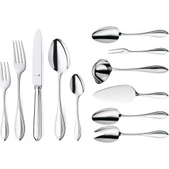 WMF Premiere cutlery set, 12 people, 66 pieces, 60 pieces with serving cutlery, inserted knife blade, Cromargan protect stainless steel, polished, shiny, scratch-resistant, dishwasher-safe