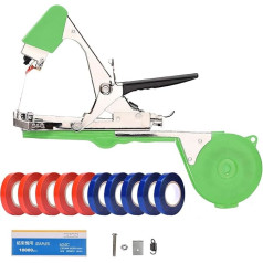 MoPei Green Plant Binding Machine for Quick and Easy Tomatoes, Peppers and Cucumbers - Ideal for Gardeners and Farmers - Includes Spare Parts, Ribbons and Staples