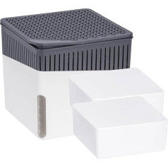 WENKO Cube Dehumidifier Set with 2 x 1 kg Granulate Block, 16.5 x 15.7 x 16.5 cm, White