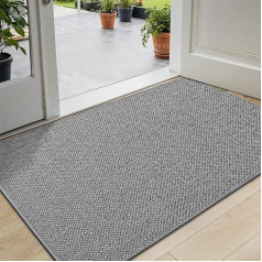 DEXI Indoor Doormat 92 x 152 cm, Non-Slip Dirt Trapper Mat, Washable Door Mat, Thin Entrance Door Mat, Durable Door Mat for Indoor Use, Light Grey