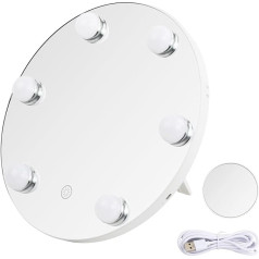 Make-up Mirror with Lighting Hollywood Mirror with Light 10x Magnification LED Illuminated Dressing Table Mirror 3 Modes Cosmetic Mirror Bathroom Mirror Wall Mirror Makeup Mirror Table Mirror Round