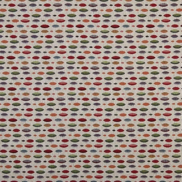 Kt KILOtela - Upholstery Fabric - Decorative Fabric - Tapestry Jacquard - Piece: 100 cm Length x 280 cm Width | Ellipses - Red, Orange, Green, Blue, Beige ─ 1 Metre