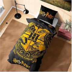 Harry Potter Duvet Cover Set for Boys & Teenagers, Children's Bedding in Various Sizes (Black Single)