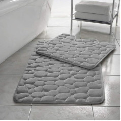 Comfort Collections Bath Mat Set Non Slip Soft Pebble Pebble Design Pebble Pebble Bathroom Rug 2 Piece Memory Foam Bathroom Mat Set