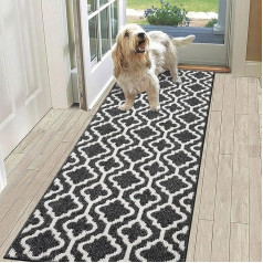 SHACOS Rug Runner Hallway Non-Slip 60 x 180 cm Carpet Runner Hallway Modern Hallway Runner Washable Kitchen Rug Runner Washable Corridor Rug Runner for Hallway, Kitchen, Entrance, Black