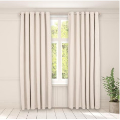 OHS Cream Eyelet Curtains Woven Texture Decorative Lined Curtains for Summer Winter Blackout Long Curtains for Living Room Bedroom Soft Modern 66 x 90 cm
