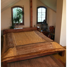 GURU SHOP Brocade Velvet Blanket, Bedspread, Bed Throw, Golden Yellow, Synthetic, 230 x 270 x 3 cm, Patchwork Quilt from India