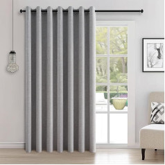 Topfinel Blackout Curtains Living Room Linen Curtains 100% Opaque Curtains with Eyelets Grey 1 Piece 228 x 228 cm Thick and Heavy Blackout Curtains