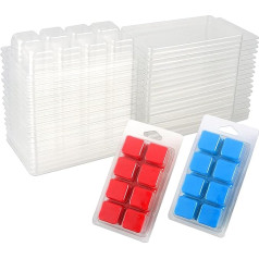 MILIVIXAY 100 Packs 8 Cavity Cubes Clamshells Wax Melting Containers for Cake Clear Empty Plastic Wax Melting Moulds