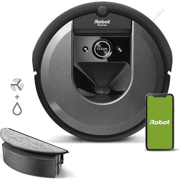 iRobot Roomba Combo i8 (i8176) Vacuum and Mop Robot with 2nd Collection Container with Mop Pad, Intelligent Cating, Voice Assistant Compatible, WLAN, Individual Setting via App, Light Silver