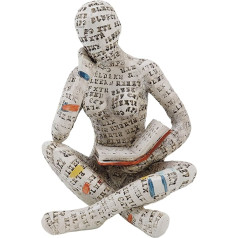 Fdit Woman Reading Figurine Thinking Statue Pulp Resin Aesthetic Sculpture Modern Abstract Office Decoration (G)