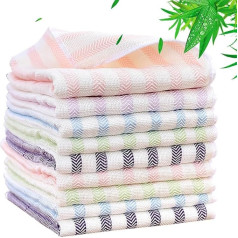 Tea Towels, Bamboo Tea Towels, 12 x 12 Inch Kitchen Washcloths, Machine Washable, Cleaning Cloths, Absorbent, Reusable, Small Dish Towels for Dishwashing, Odor Free