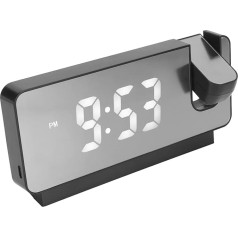 Alarm Clock for Bedroom, Projection Digital Alarm Clock on Ceiling Wall with Time, Date and Temperature Display, 180° Wide Angle Projection, Snooze USB Powered Mirror Alarm Clock (Black)