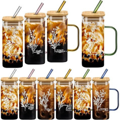 Singhoow Christian Glass Cups 13oz Bible Verse Drinking Cup with Handle Bamboo Lid and Straw Inspirational Religious Mug Appreciation Gifts for Women Church Sunday School 10