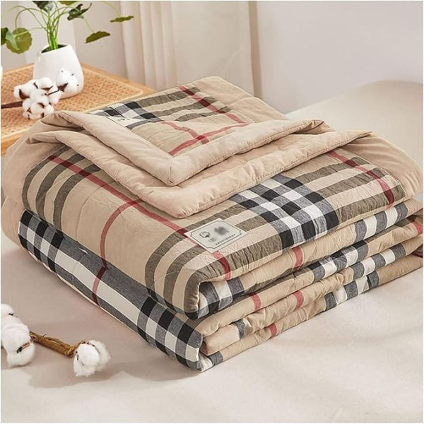 TAIYANYU Summer Duvet 100% Cotton Hypoallergenic Summer Quilt Thin, Breathable, Soft and Skin-Friendly, Premium Summer Blanket Plaid, Multiple Colours and Sizes, A, 150 x 200 cm
