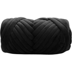 Chunky Yarn, Bulky Knitting Yarn 1kg Thick Chunky Velvet Yarn, Bulky Giant Thread, Hand Knitting, Woven Thread, Basket, Blanket, Carpets, DIY, Arm, Soft Blanket, Carpet (Color : Black)