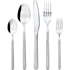 SWISON Cutlery Set 30 Pieces for 6 People, Stainless Steel Cutlery Set with Knives and Forks Spoons, Texture Design Cutlery Set, Dishwasher Safe