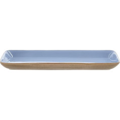 BITZ Serving Plate, Rectangular Plate/Bowl Made of Stoneware/Ceramic, Serving Plate, Rectangular, 38 x 14 x 3.5 cm, Wood/Ocean (Blue)