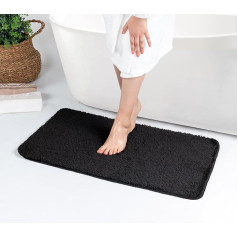 Surya Bathroom Rug, Washable Bath Mat, 50 x 80 cm, Non-Slip Bath Mat for the Bathroom, Washable Bath Mat or Shower Mat, Easy-Care Bath Mat, Black