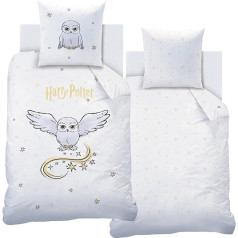 Bed Linen 135 x 200 cm Flannel Harry Potter Hedwig Flannelette Cuddly Soft for Autumn and Winter Pillowcase 80 x 80 cm + Duvet Cover 135 x 200 cm 100% Cotton Hogwarts Owl in White