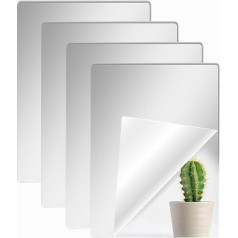 ZOLGINAH Self-Adhesive Mirror 4 Pieces Adhesive Mirror 40 x 30 cm Acrylic Mirror Bathroom Mirror Bathroom Adhesive Mirror for Cabinet Decorative Wall Mirror Children's Mirror