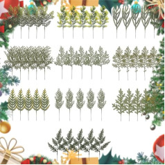 Falflor Artificial Pine Needles, 50 Pieces Christmas Pine Needles, Natural Artificial Pine Branches for Christmas Garland Wreath Garden Decoration
